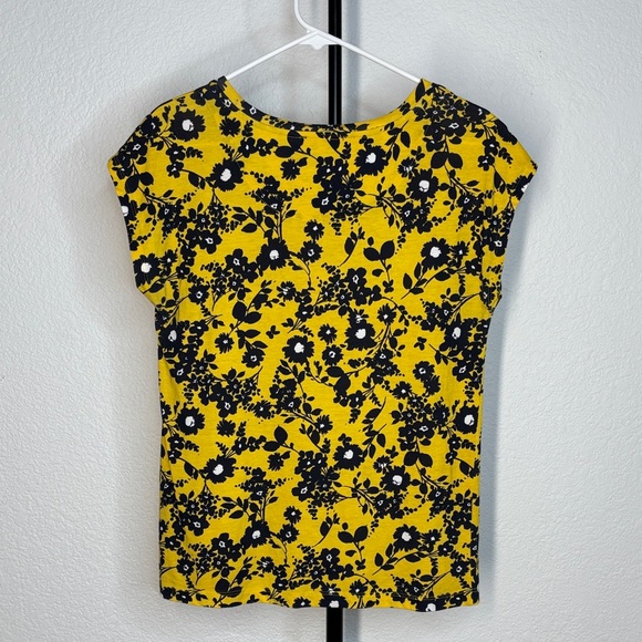 Tommy Hilfiger Yellow and Black Floral Cap Sleeve Top - Picture 4 of 7